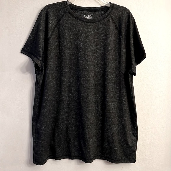 Croft and Barrow Dark Black Spandex Workout Athletic Short Sleeve Shirt Men’s XL - Picture 1 of 3